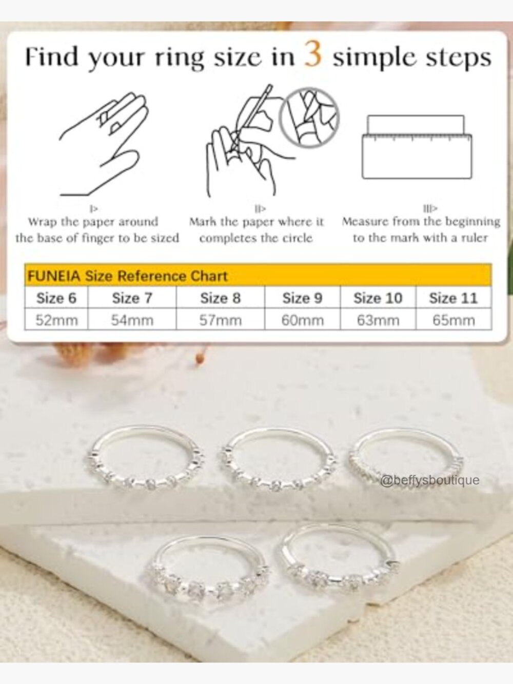 Dainty Stackable Eternity Ring Set for Women Cubic Zirconia Gold Plated Thin - Picture 5 of 7